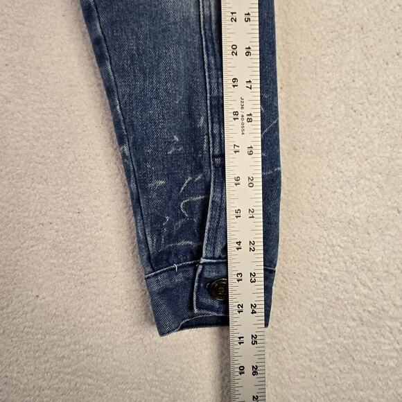 REASON Jean Jacket Mens Small Blue Hand Crafted Denim Button Up Cotton Pockets - Picture 12 of 14
